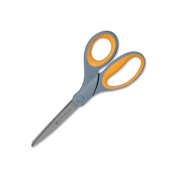 Acme United Westcott Titanium Bonded Scissors, 8"L Straight, Gray/Yellow, 2/Pack 13901 - main